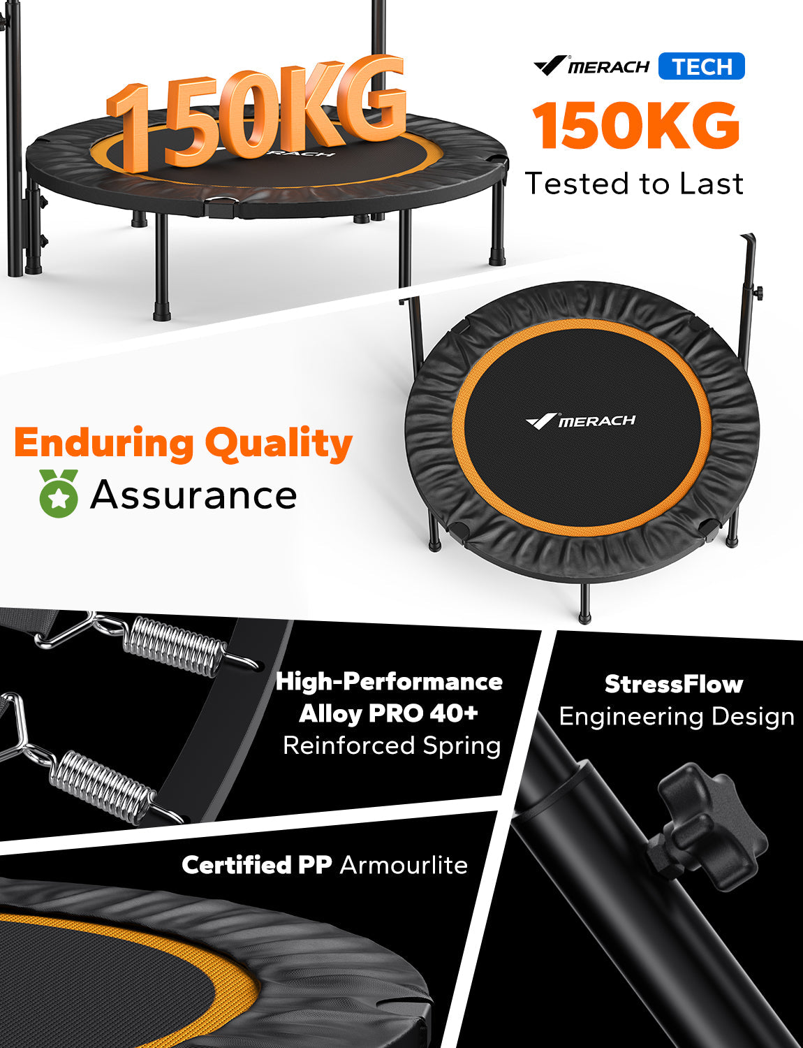 MERACH 2420B2 Trampolines de fitness avec poignée