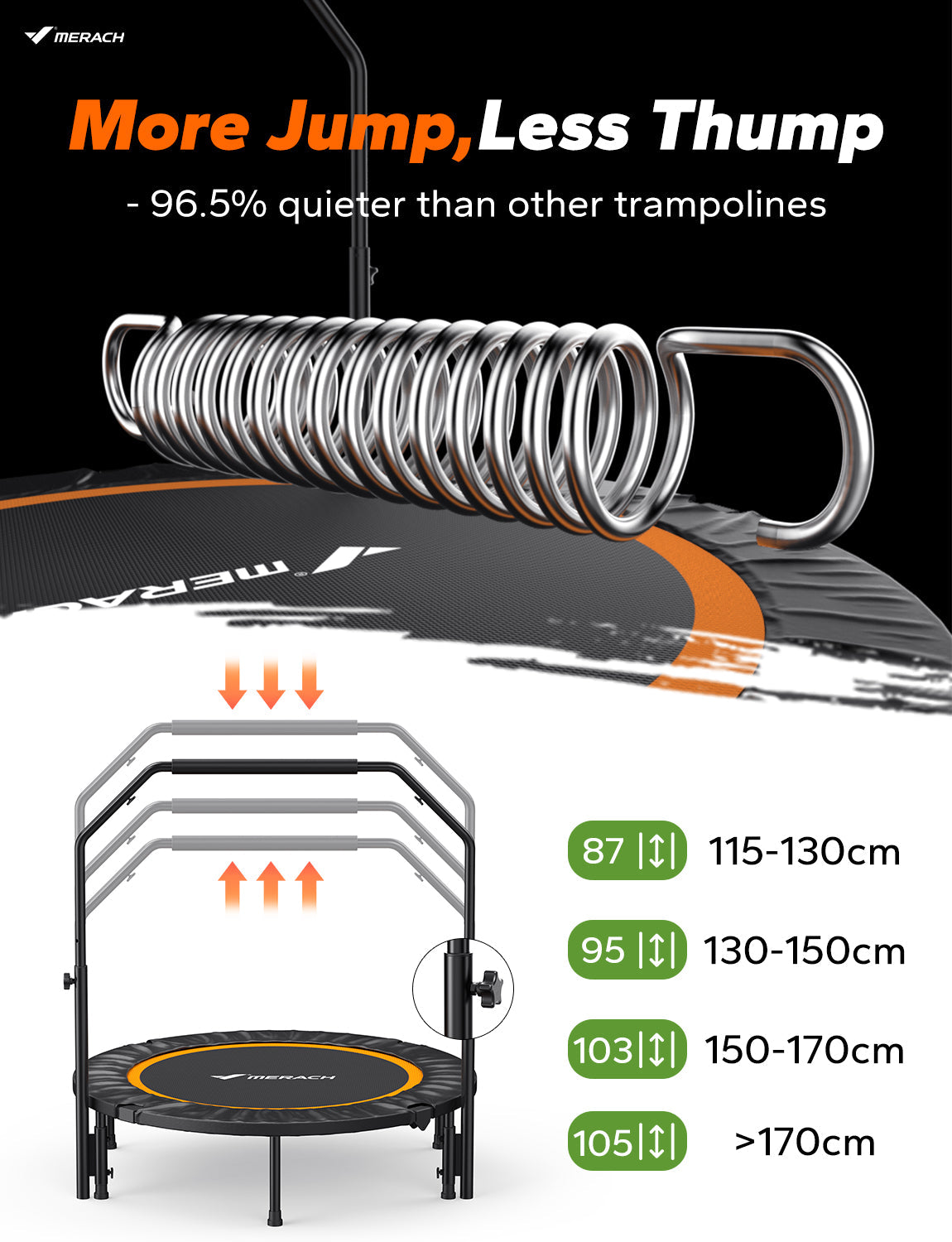 MERACH 2420B2 Trampolines de fitness avec poignée