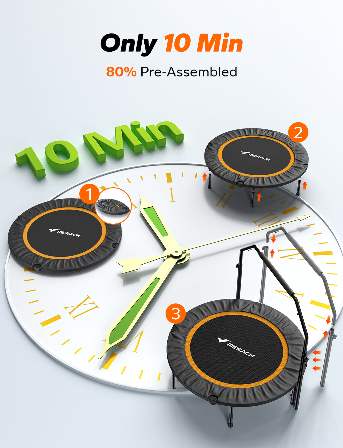 MERACH 2420B2 Trampolines de fitness avec poignée
