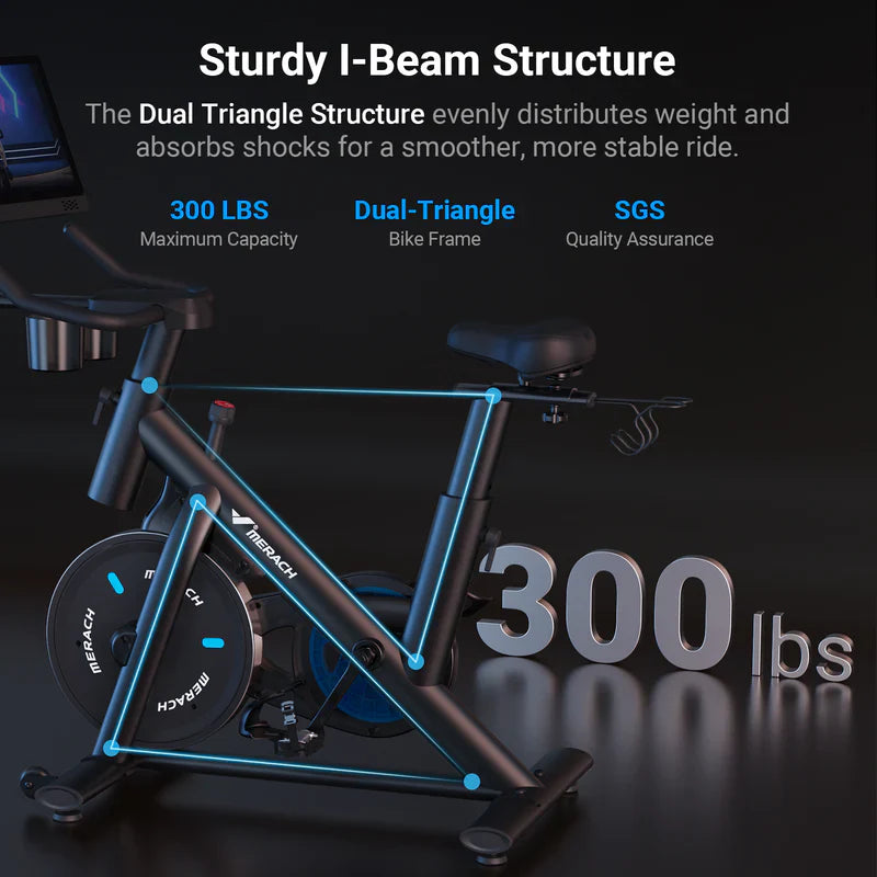 MERACH S26B3 Vélo d'appartement magnétique avec support pour haltères et écran HD