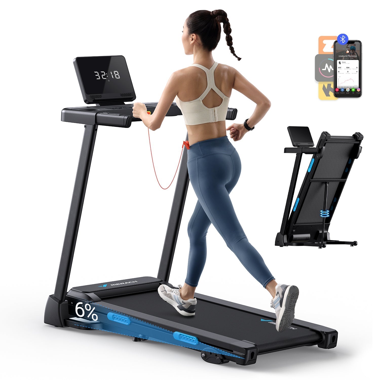 MERACH T12B1 Tapis de course 3-en-1