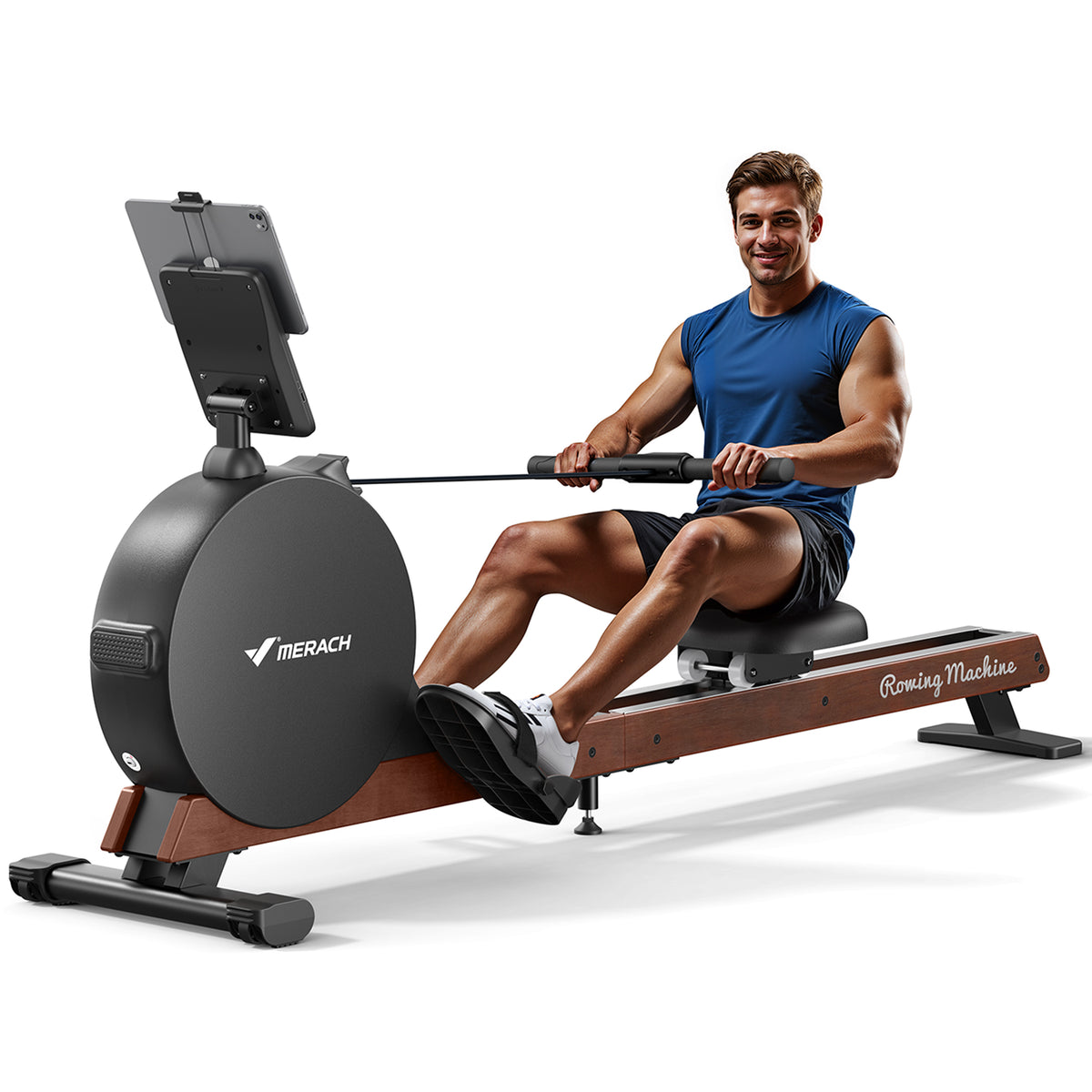 Rameur Magnétique Haut De Gamme Pliable - Résistance 8 Niveaux, 300 LB, Support Tablette