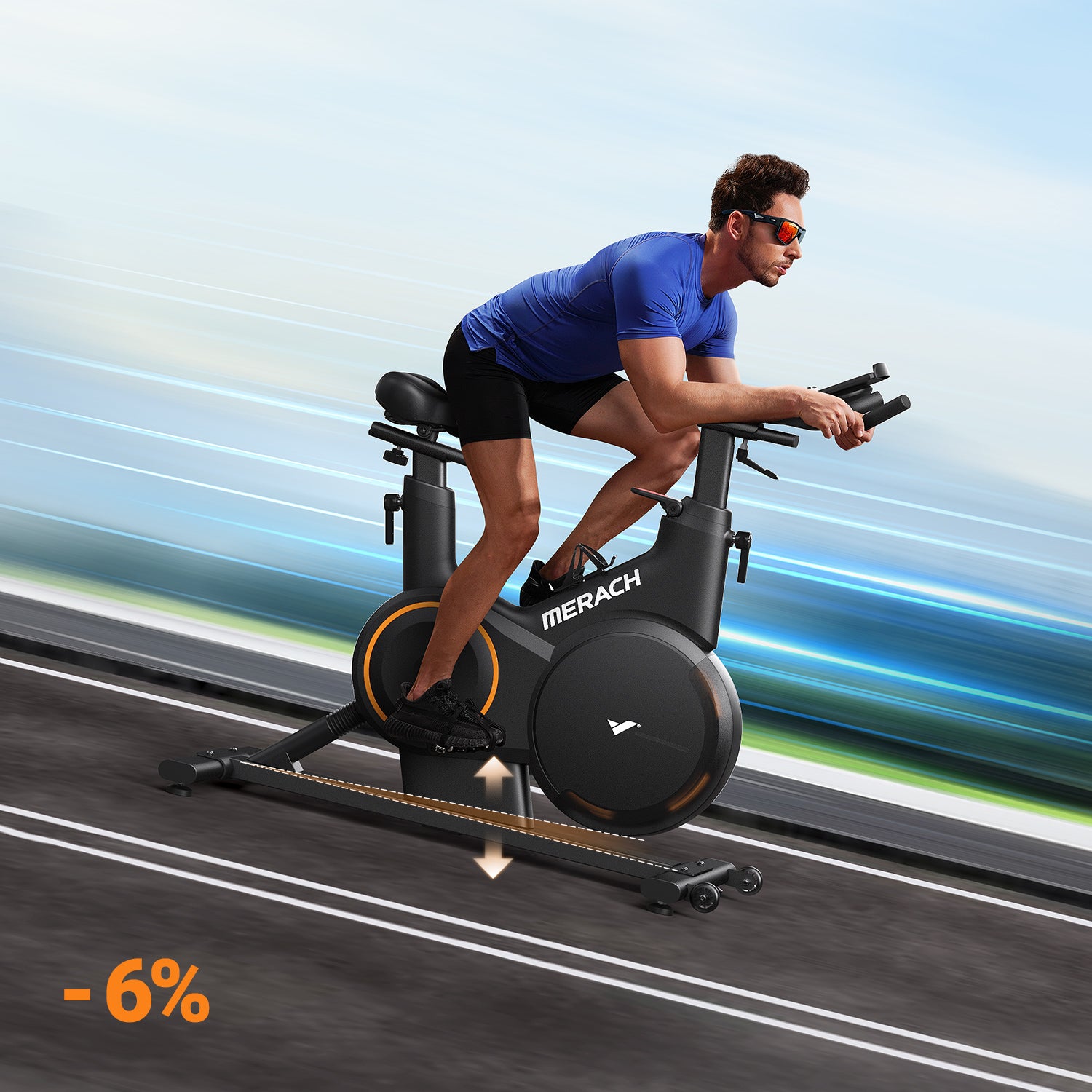 Vélo d’appartement Merach S28B1 avec inclinaison réglable ±6°