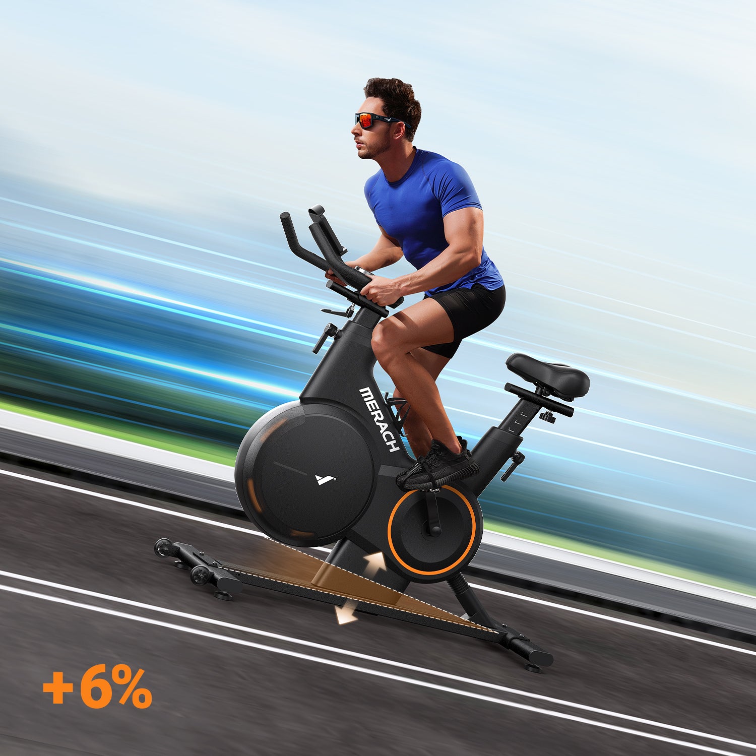 Vélo d’appartement Merach S28B1 avec inclinaison réglable ±6°