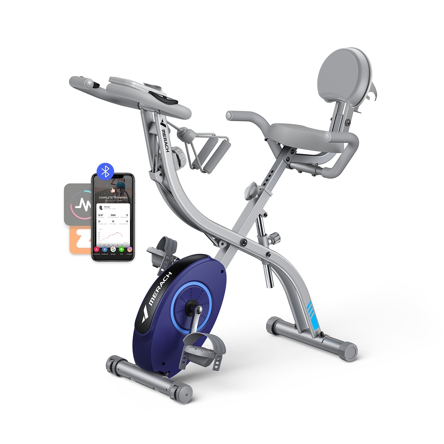 MERACH S15H1 Vélo d’appartement pliable gris 4 en 1