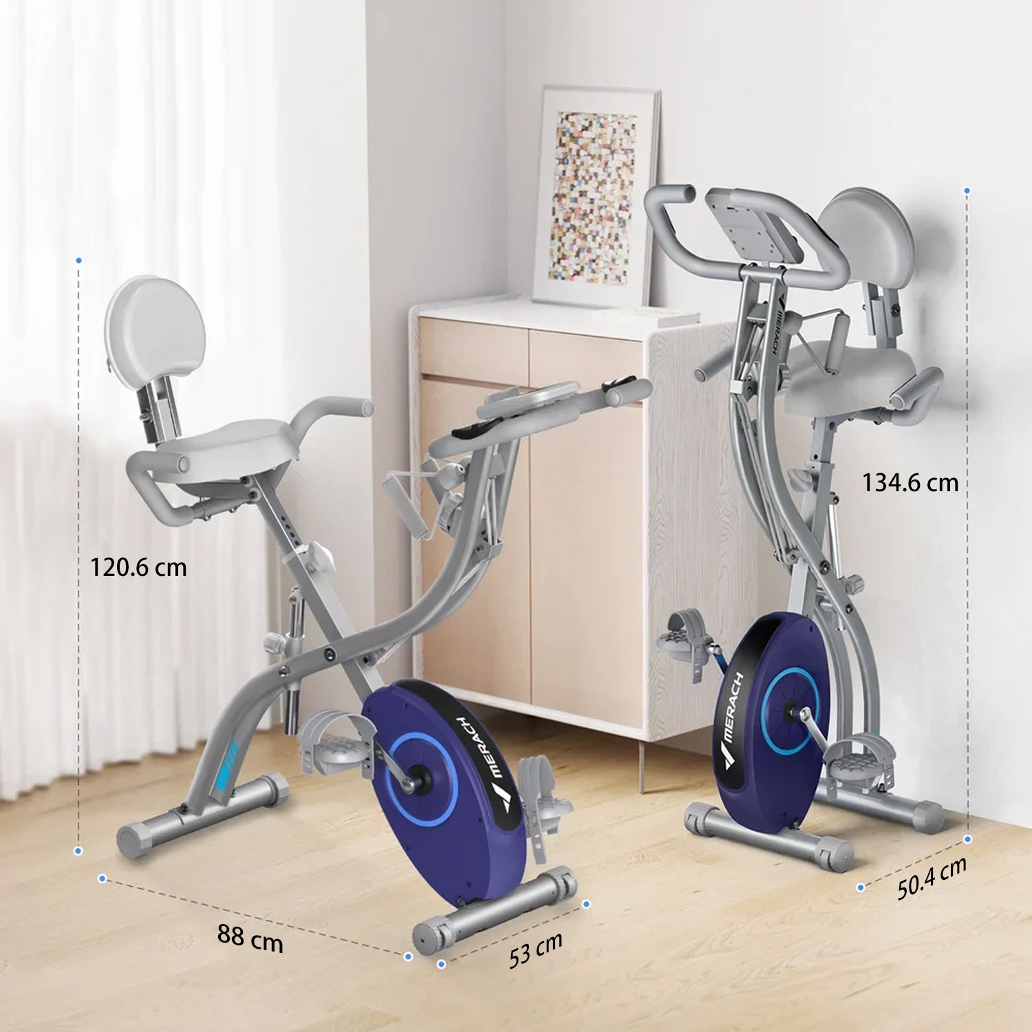 MERACH S15H1 Vélo d’appartement pliable gris 4 en 1
