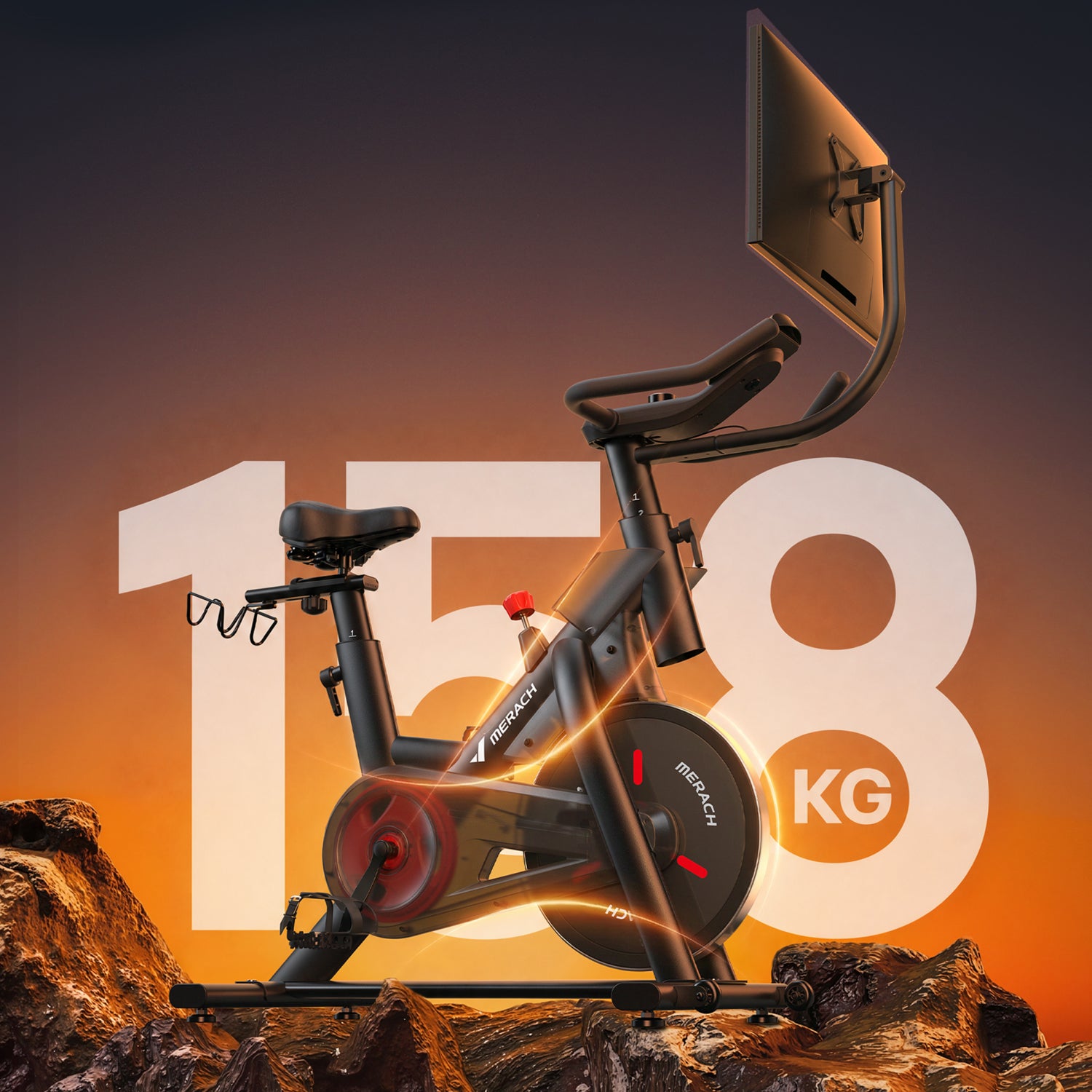 Vélo d'appartement Merach S29R3 avec écran rotatif 21,5"